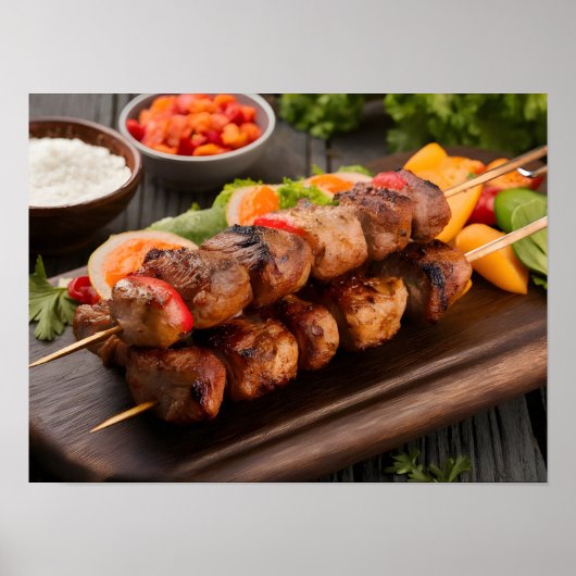 Overheerlijke Shish Kebab met groenten Poster (Voorkant)