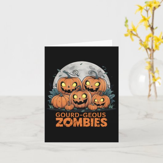 Overheerlijke Zombies Spooky Zombie Pumpkins Funny Kaart (Gele Bloem)