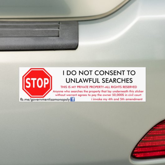 overheid is een monopolie op opsporing en inbeslag bumpersticker (Op auto)