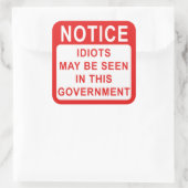 Overheidsdioten, protestbericht. vierkante sticker (Tas)