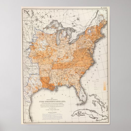 Overheidsschuld, US-lithograaf Statistisch Poster (Voorkant)