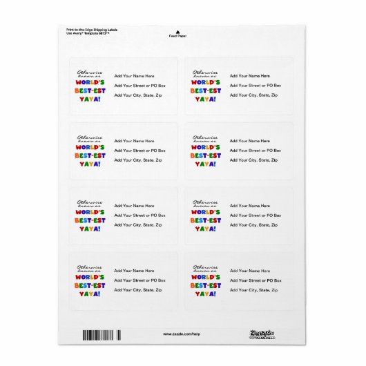 Overig Bekende Best-est Yaya T-shirts en geschenke Etiket (Full Sheet)