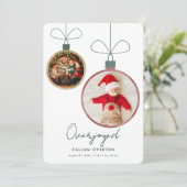 Overjoyed Christmas Baby Photo Birth Announcement Feestdagenkaart (Staand voorkant)