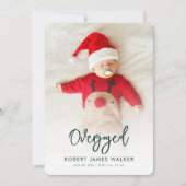 Overjoyed Christmas Baby Photo Birth Announcement Feestdagenkaart (Voorkant)