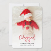 Overjoyed Holiday Baby Photo Birth Announcement Feestdagenkaart (Voorkant)