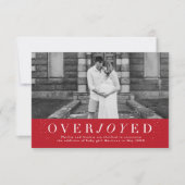 Overjoyed rode vakantie foto zwangerschap aankondi save the date (Voorkant)