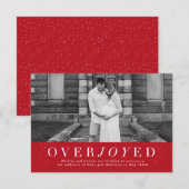 Overjoyed rode vakantie foto zwangerschap aankondi save the date (Voorkant / Achterkant)