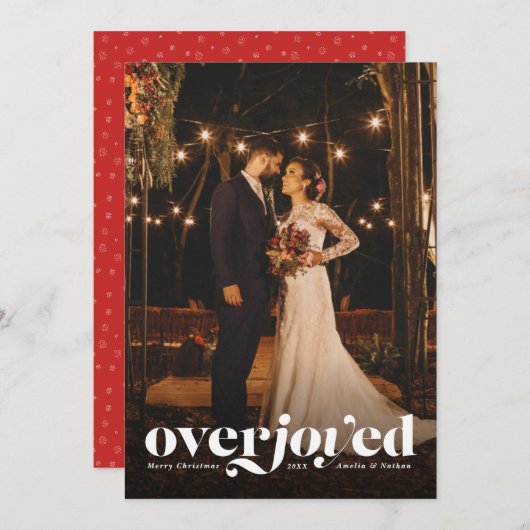 Overjoyed verticale pasgetrouwde feestdagenkaart (Voorkant / Achterkant)