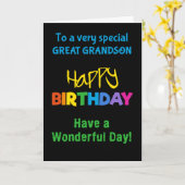 Overkleinzoon Rainbow Kleuren op Black Birthday Kaart (Gele Bloem)