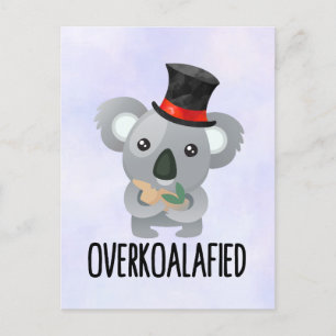 Overkoalafied Pun Cute Koala in Top Hat Briefkaart