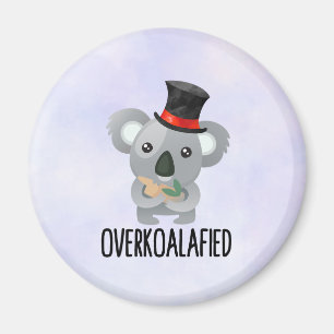 Overkoalafied Pun Cute Koala in Top Hat Magneet