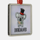 Overkoalafied Pun Cute Koala in Top Hat Metalen Ornament (Rechts)