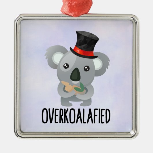 Overkoalafied Pun Cute Koala in Top Hat Metalen Ornament (Voorkant)