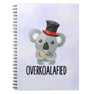 Overkoalafied Pun Cute Koala in Top Hat Notitieboek
