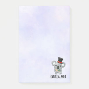 Overkoalafied Pun Cute Koala in Top Hat Post-it® Notes