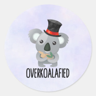 Overkoalafied Pun Cute Koala in Top Hat Ronde Sticker