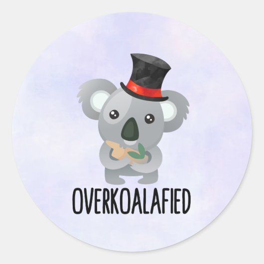Overkoalafied Pun Cute Koala in Top Hat Ronde Sticker (Voorkant)