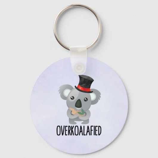 Overkoalafied Pun Cute Koala in Top Hat Sleutelhanger (Voorkant)