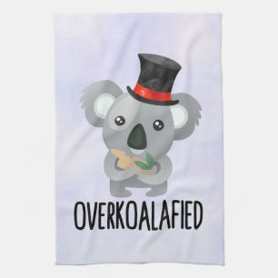 Overkoalafied Pun Cute Koala in Top Hat Theedoek