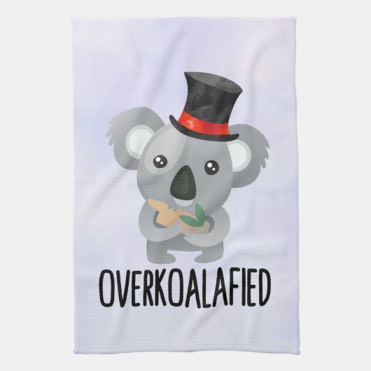 Overkoalafied Pun Cute Koala in Top Hat Theedoek (Verticaal)