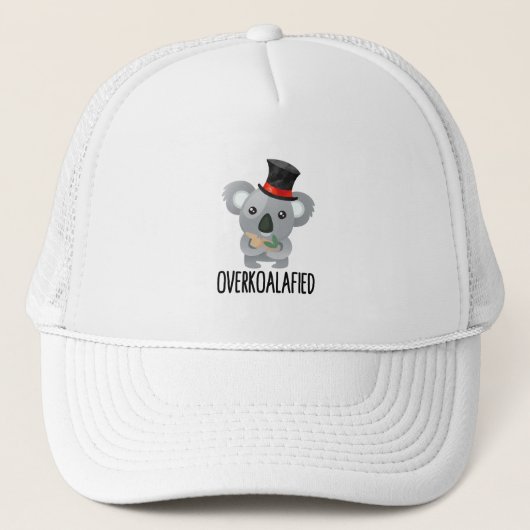 Overkoalafied Pun Cute Koala in Top Hat Trucker Pet (Voorkant)
