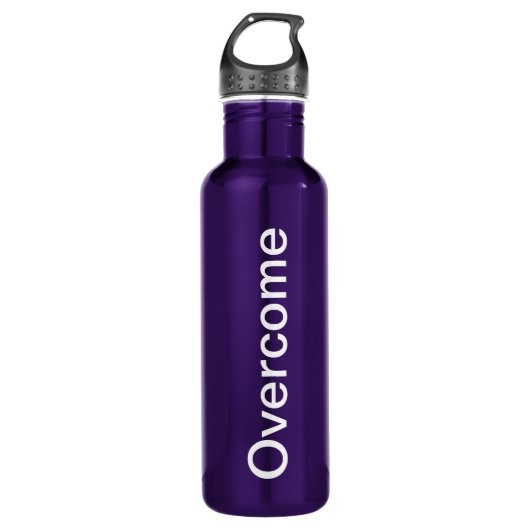 "Overkomen" 24 oz. Paars aluminium Waterfles (Voorkant)