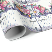 Overladen met Baby shower Bloemen Cadeaupapier (Rol Hoek)