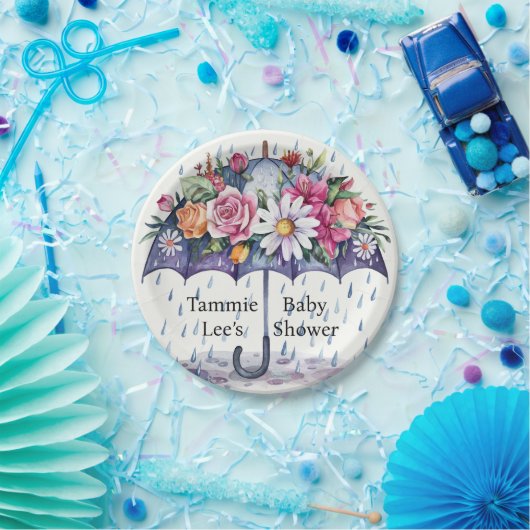 Overladen met Baby shower Bloemen Papieren Bordje (Feest)