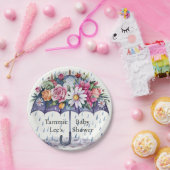 Overladen met Baby shower Bloemen Papieren Bordje (Feest)