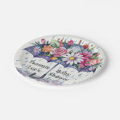 Overladen met Baby shower Bloemen Papieren Bordje (Gekanteld)