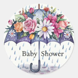Overladen met Baby shower Bloemen Ronde Sticker
