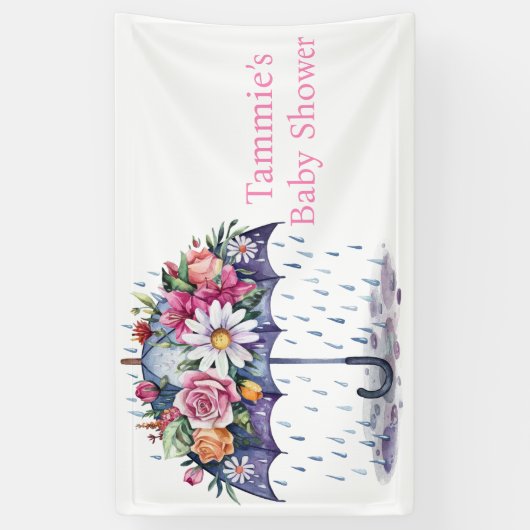 Overladen met Baby shower Bloemen Spandoek (Verticaal)