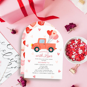 Overladen met Liefde Roze Truck Bruidsdiner Kaart