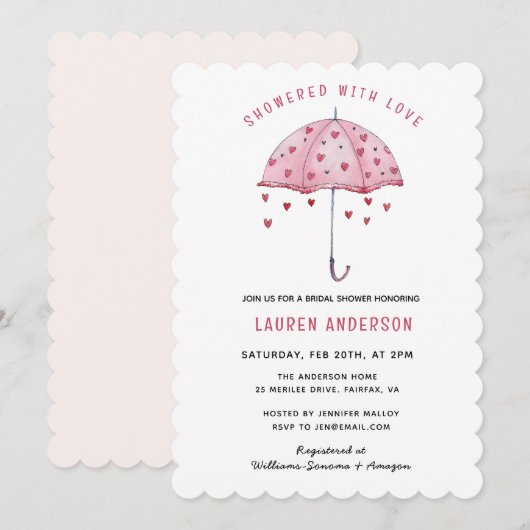 Overladen met Love Pink Umbrella Vrijgezellenfeest Kaart (Voorkant / Achterkant)