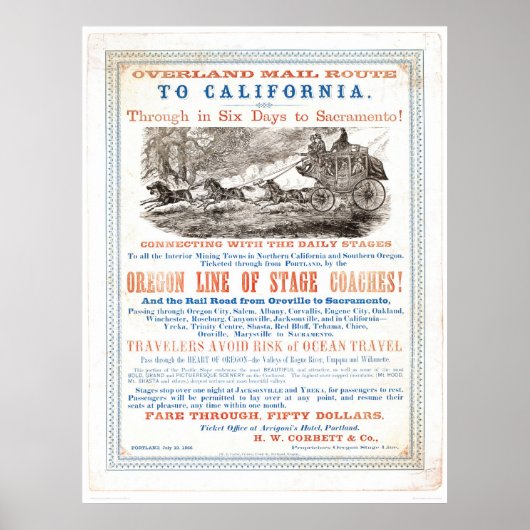 Overland Mail Route to CA. (1257A) - Restored Poster (Voorkant)