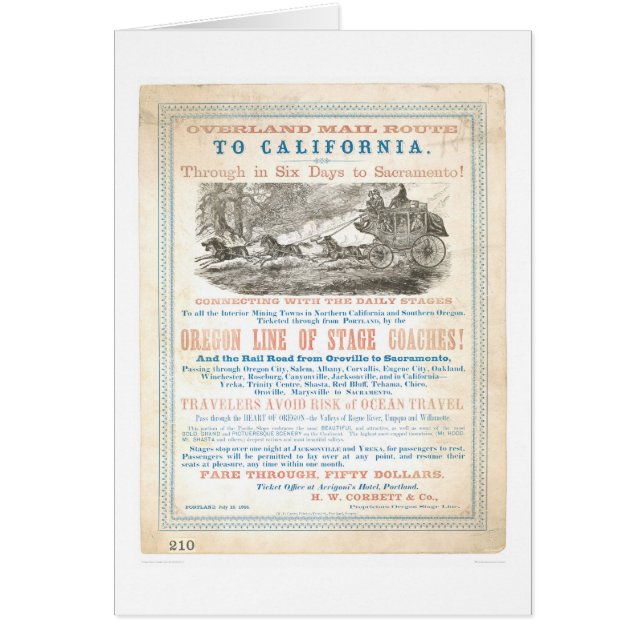 Overland Mail Route to CA 1866 (1257A) - Ongeresta (Voorkant)