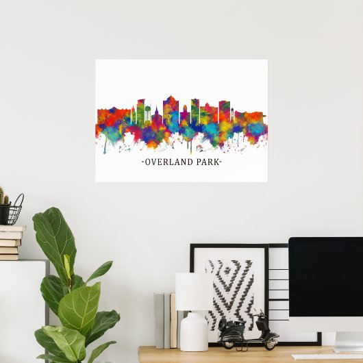 Overland Park Kansas Skyline Poster (Thuiskantoor)