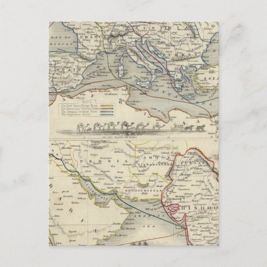 Overlandroute naar India Briefkaart (Voorkant)