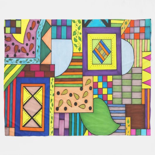 Overlapped Blocks Fleece Deken (Voorkant (Horizontaal))