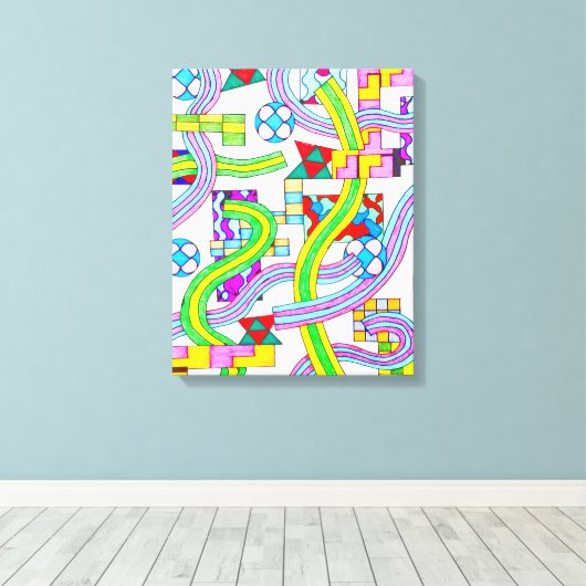 Overlapped with Curves Canvas Afdruk (Insitu (Houten vloer))