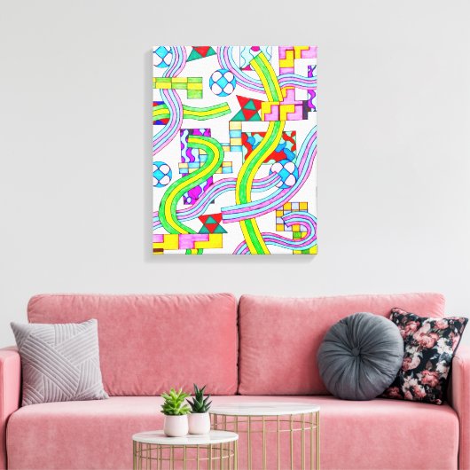 Overlapped with Curves Canvas Afdruk (Insitu (Woonkamer))