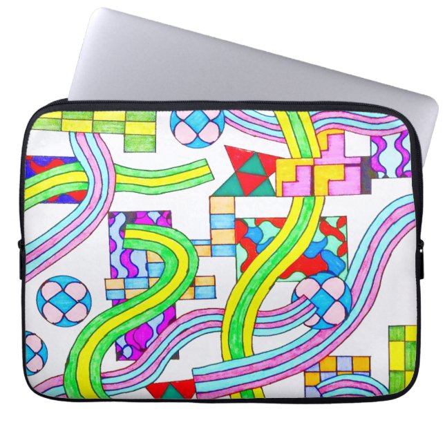 Overlapped with Curves Laptop Sleeve (Voorkant)