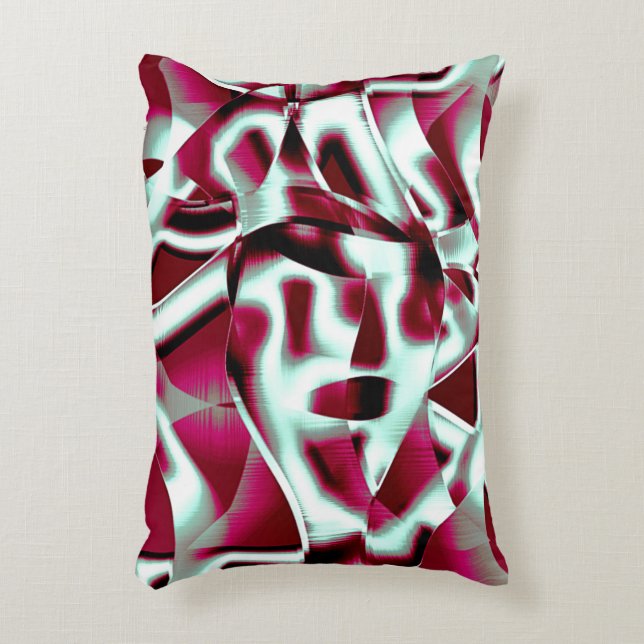 Overlappend gekromd lint in wijn tot verchroomd accent kussen (Voorkant(Verticaal))