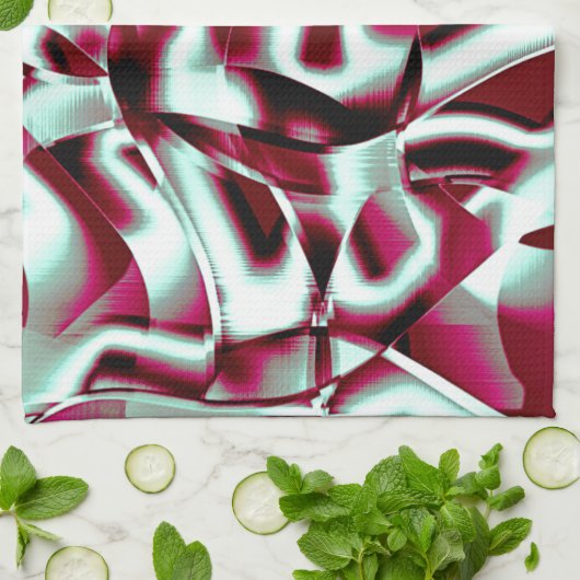 Overlappend gekromd lint in wijn tot verchroomd theedoek (Gevouwen)