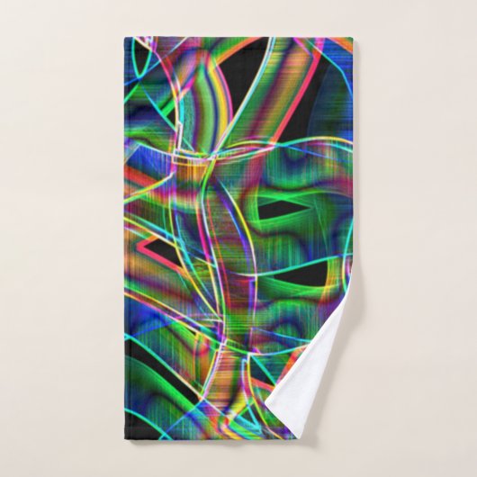 Overlappende bandachtige krommen, neonkleurige ver bad handdoek (Handdoek)