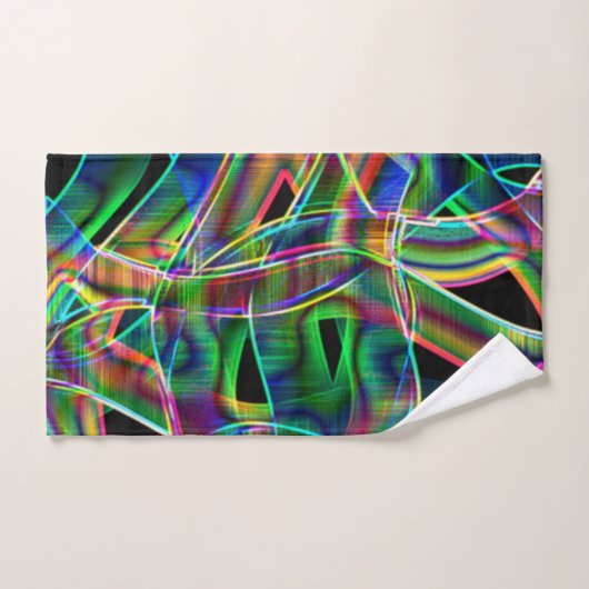 Overlappende bandachtige krommen, neonkleurige ver bad handdoek (Handdoek)