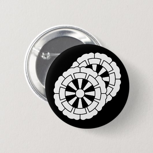 Overlappende bloemvormige Genji-karren Ronde Button 5,7 Cm (Voorkant /achterkant)