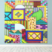 Overlappende Blokken Canvas Afdruk (Insitu (Houten vloer))