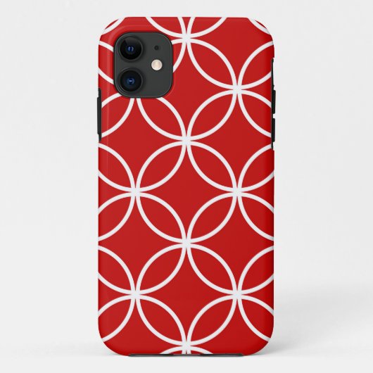Overlappende Cirkels Geometrisch Patroon Rood Wit Case-Mate iPhone Case (Achterkant)