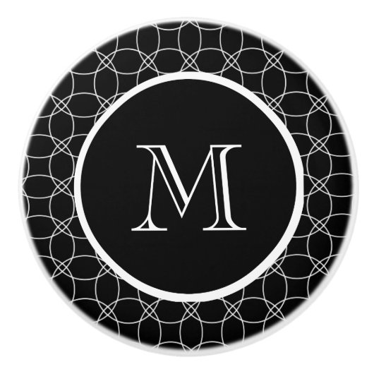 Overlappende cirkels Gepersonaliseerd Monogram Keramische Knop (Voorkant)